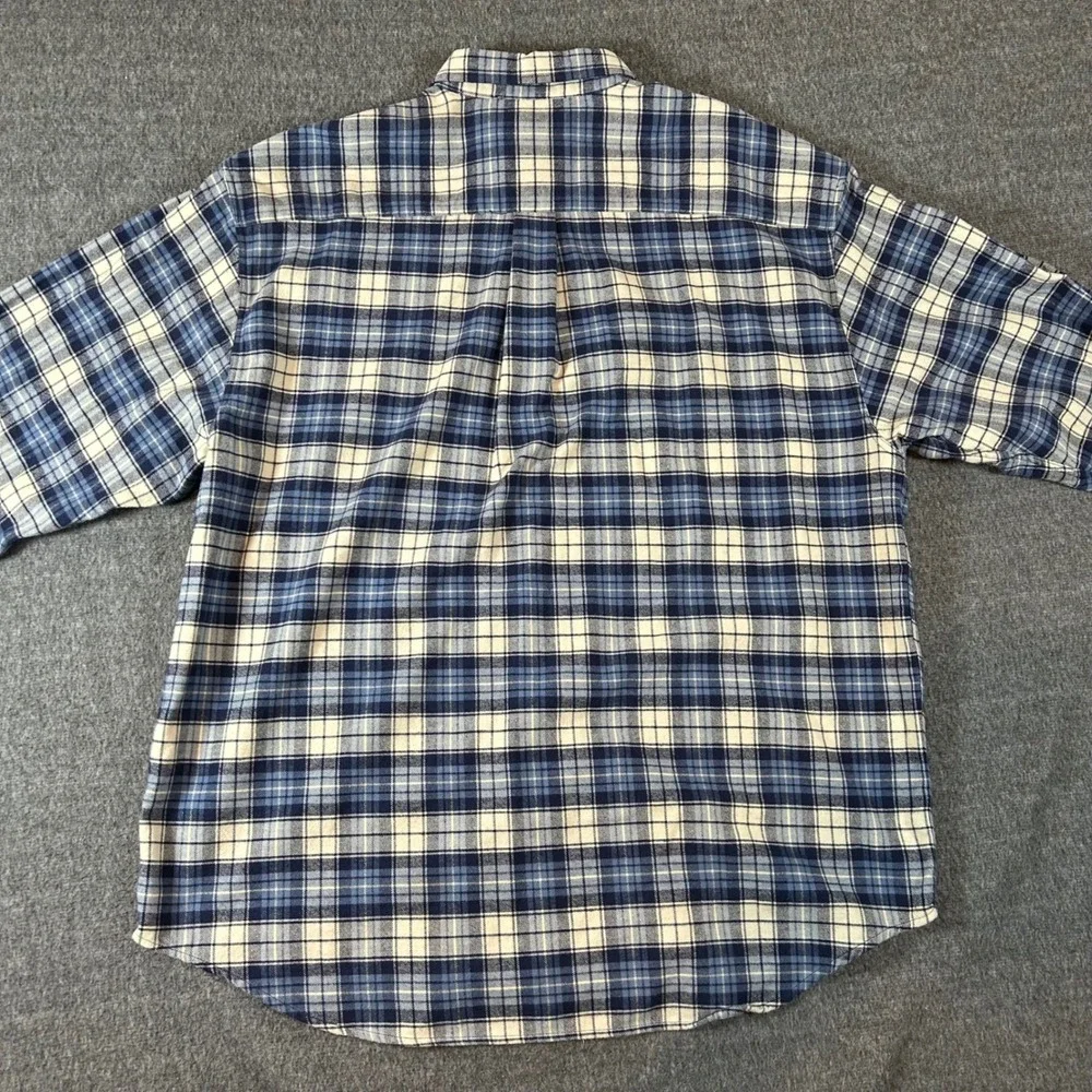 Eddie Bauer Mens Plaid Flannel Button Down Shirt Long Sleeve Pocket Blue XL - Picture 3 of 5